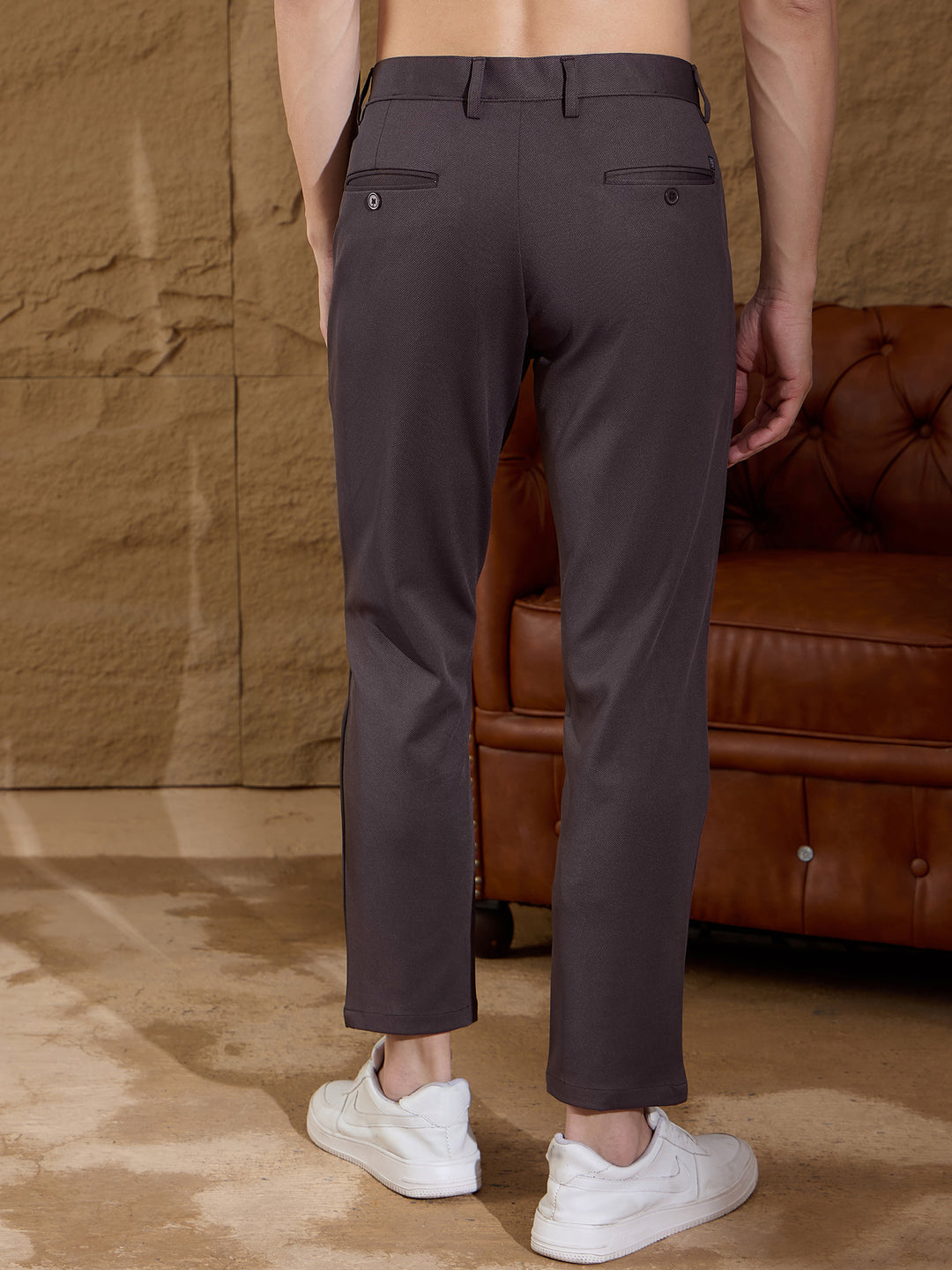 Men Textured Chinos Fit 4 Way Lycra Trouser