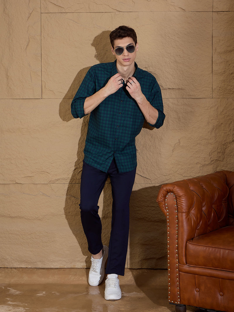 Navy Blue: Textured Stretchable Chinos