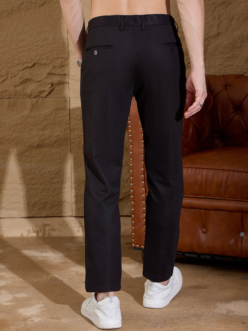 Black: Textured Stretchable Chinos