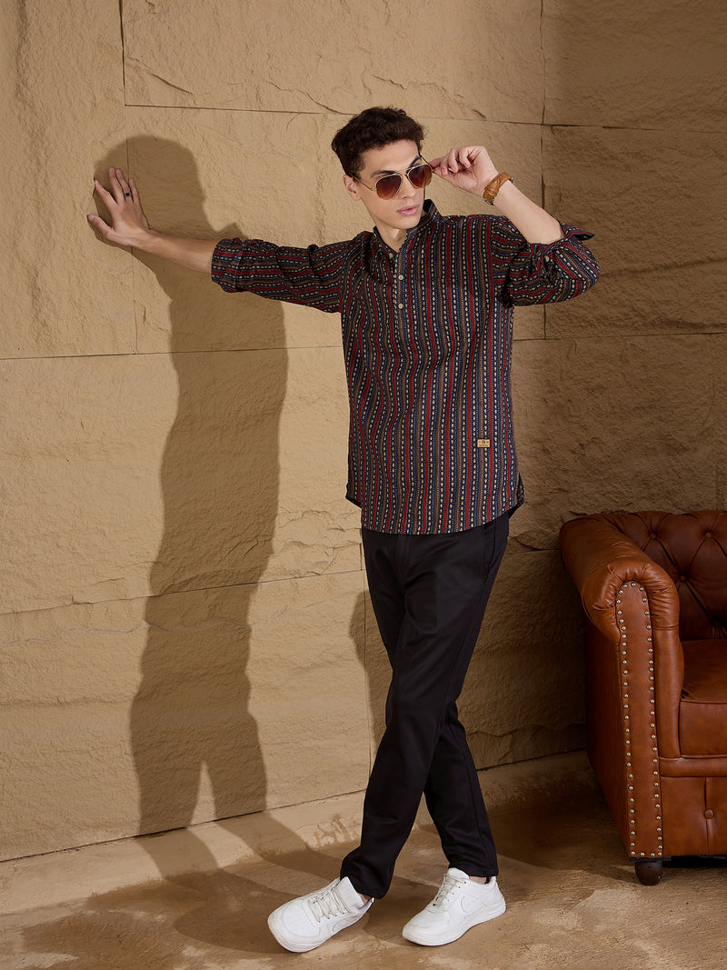 Black: Textured Stretchable Chinos