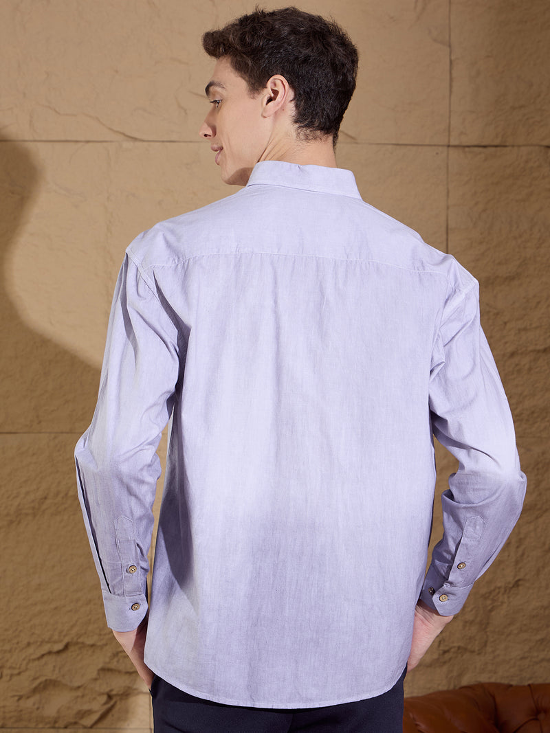 Lavender: Full Sleeves Ombre Dyed Oversized Shirt