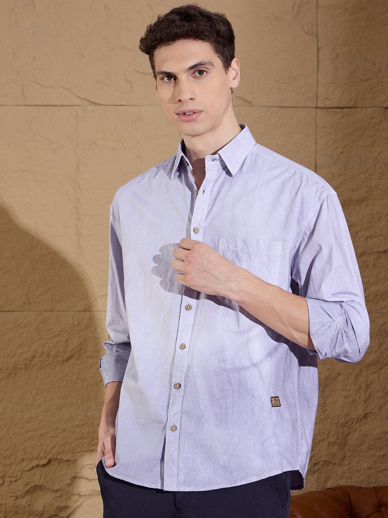 Lavender: Full Sleeves Ombre Dyed Oversized Shirt