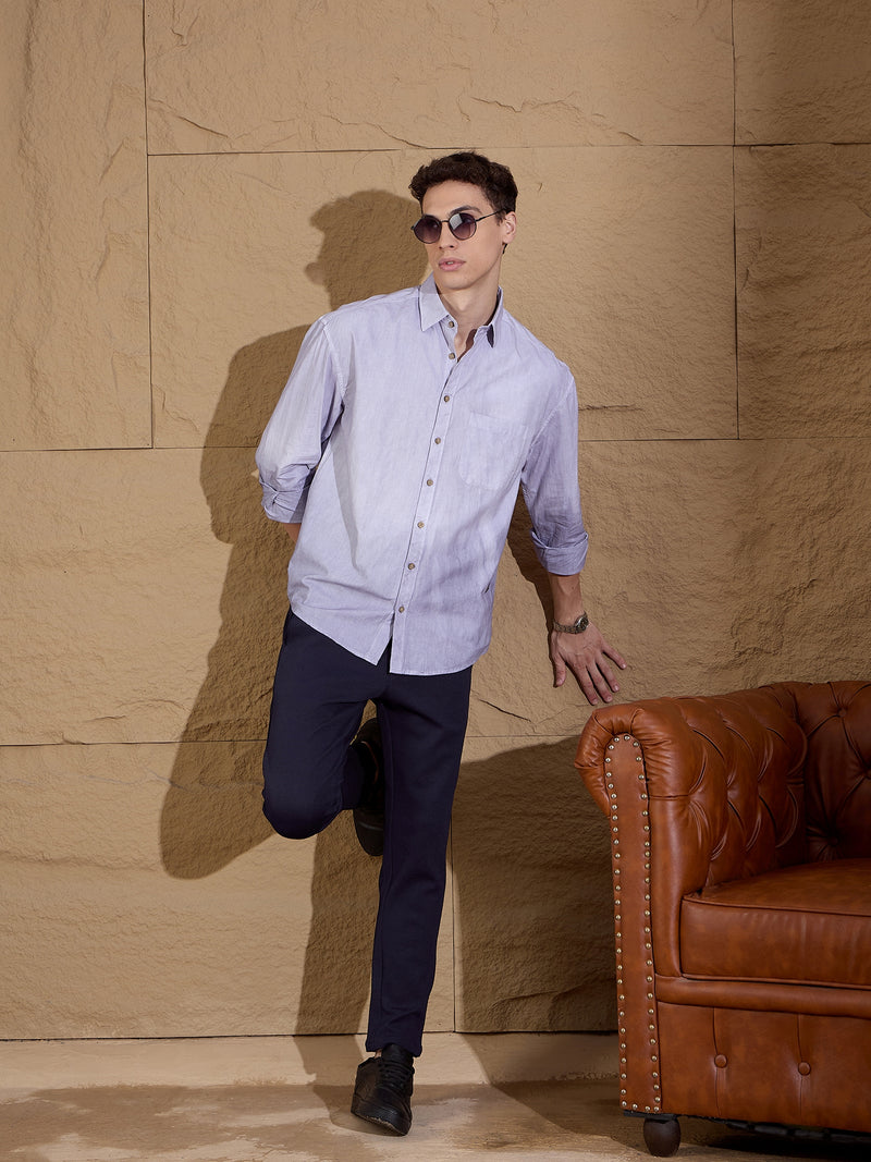 Lavender: Full Sleeves Ombre Dyed Oversized Shirt