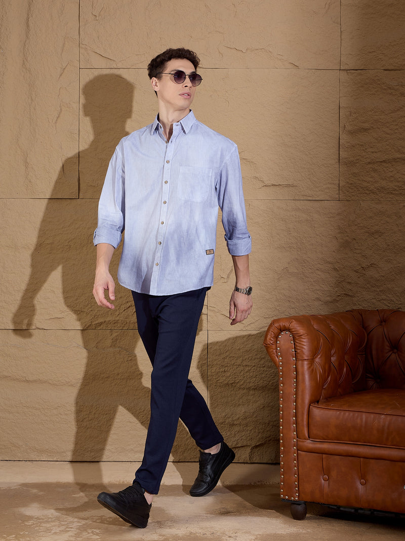 Dark Blue: Textured Stretchable Chinos