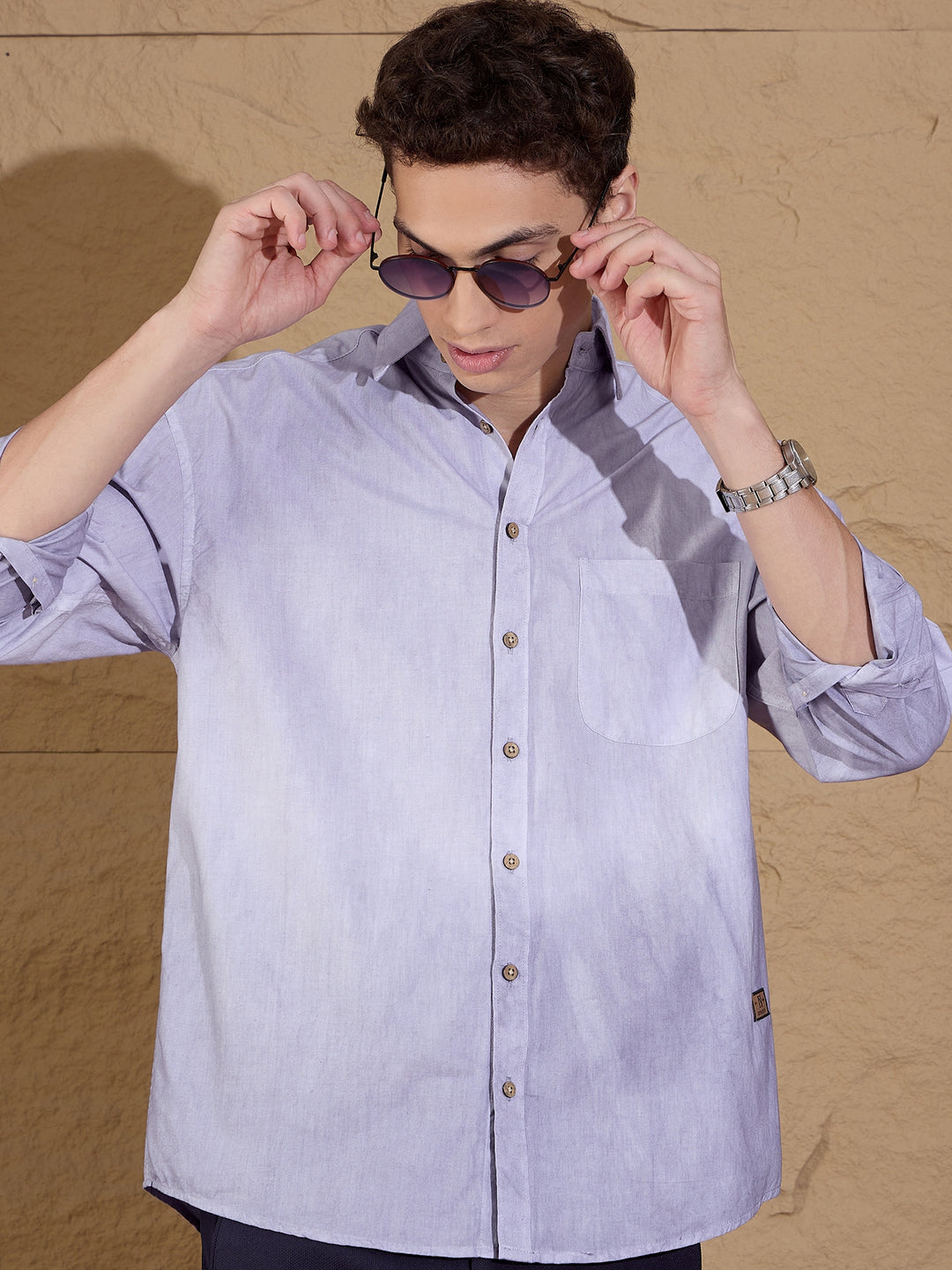 Ombre Dyed Oversized Casual Shirt