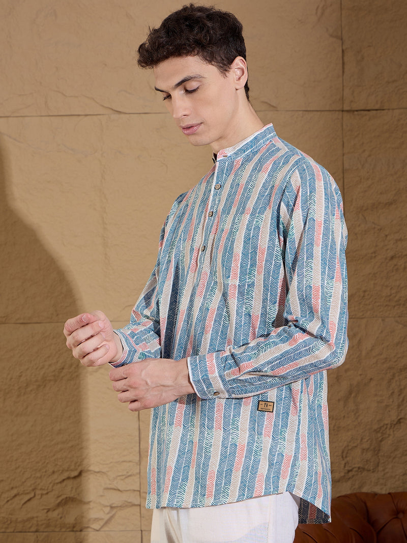 Multicolour: Abstract Printed Short Sustainable Kurta