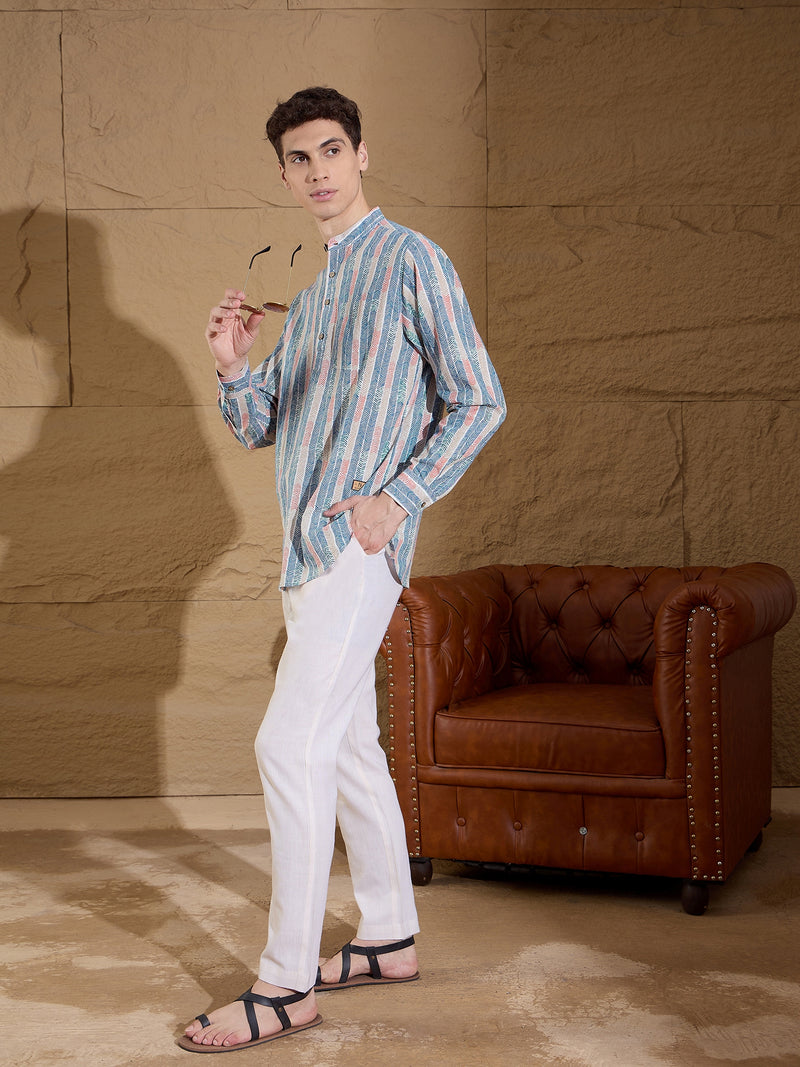 Multicolour: Abstract Printed Short Sustainable Kurta