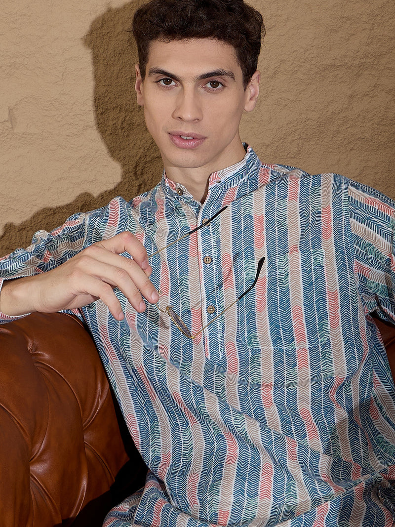 Multicolour: Abstract Printed Short Sustainable Kurta
