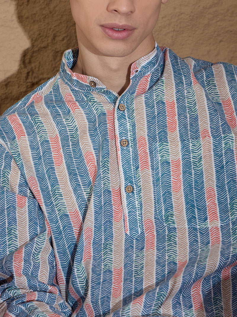 Multicolour: Abstract Printed Short Sustainable Kurta