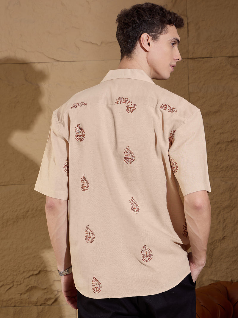 Paisley: Half Sleeves Embroidery Oversized Shirt