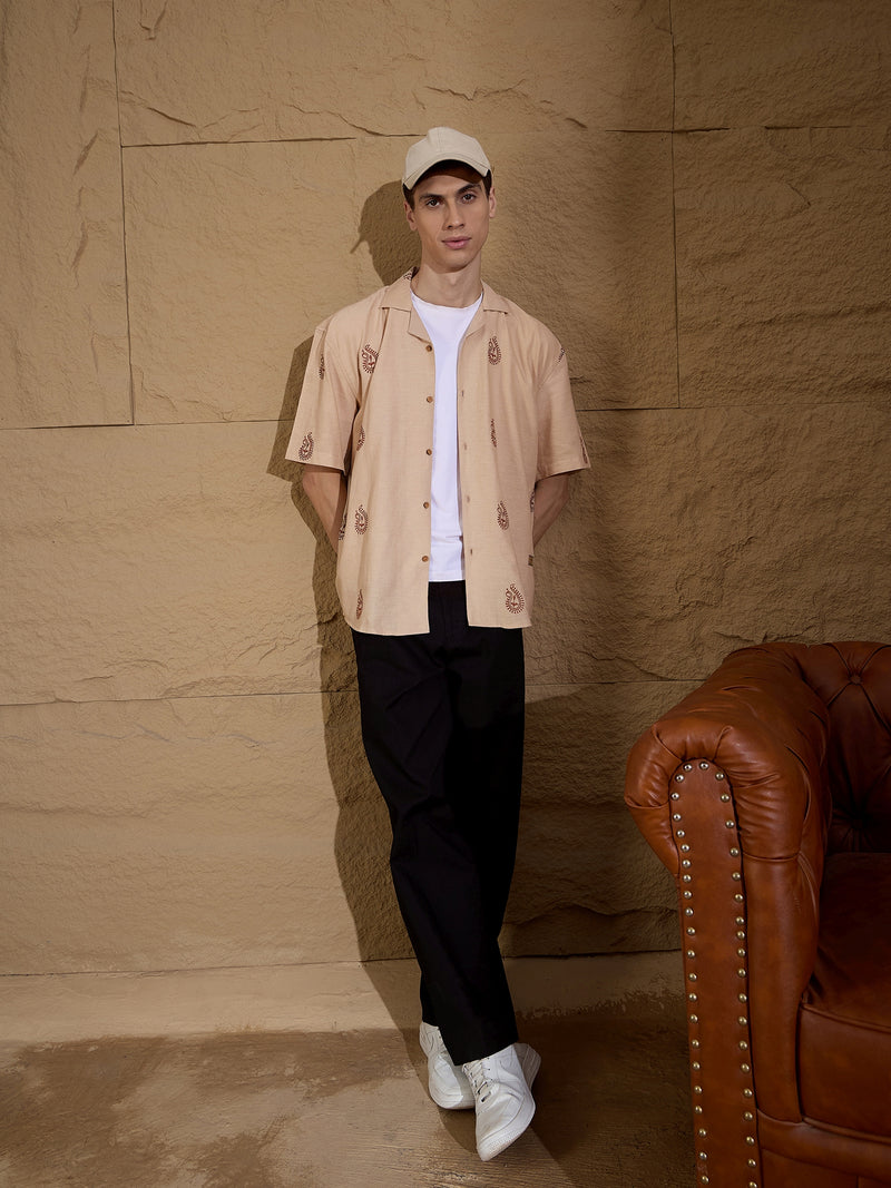 Paisley: Half Sleeves Embroidery Oversized Shirt
