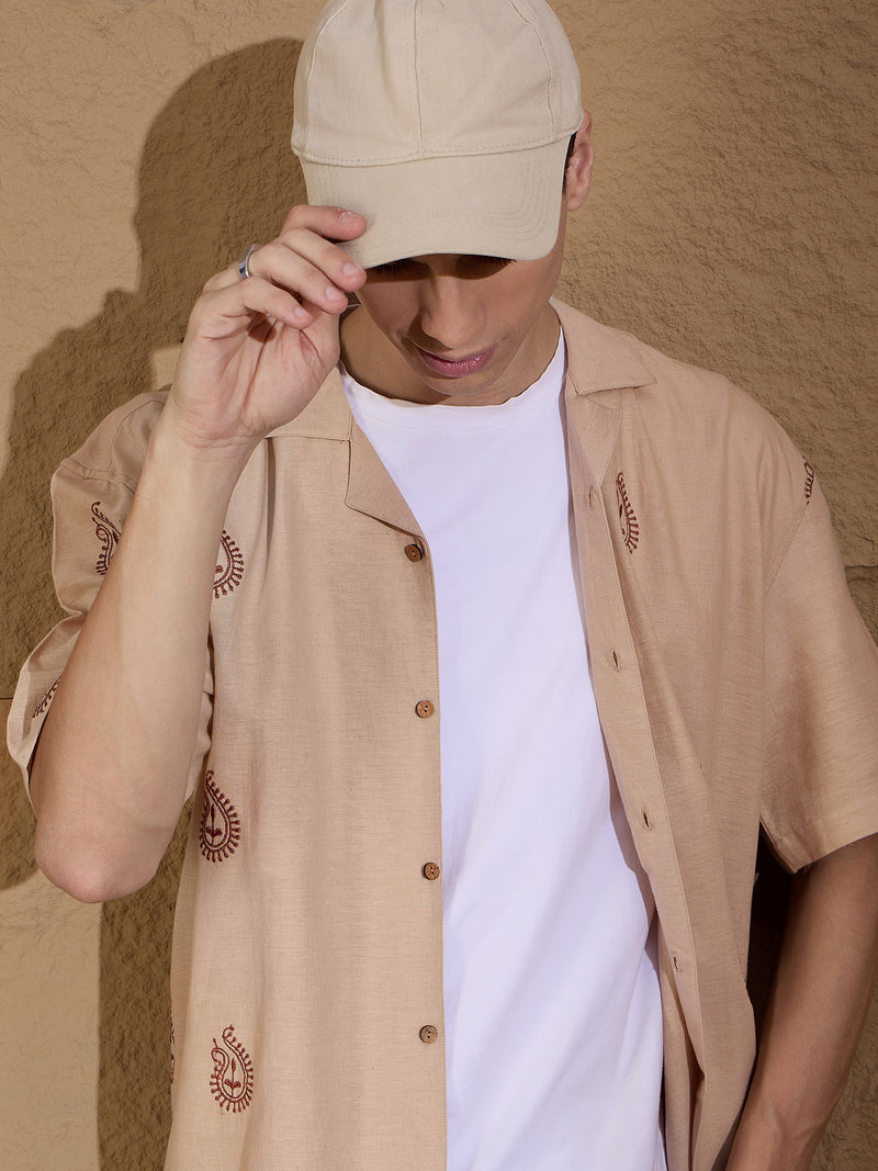 Paisley: Half Sleeves Embroidery Oversized Shirt