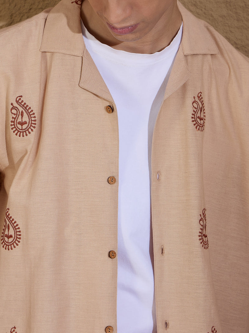 Paisley: Half Sleeves Embroidery Oversized Shirt