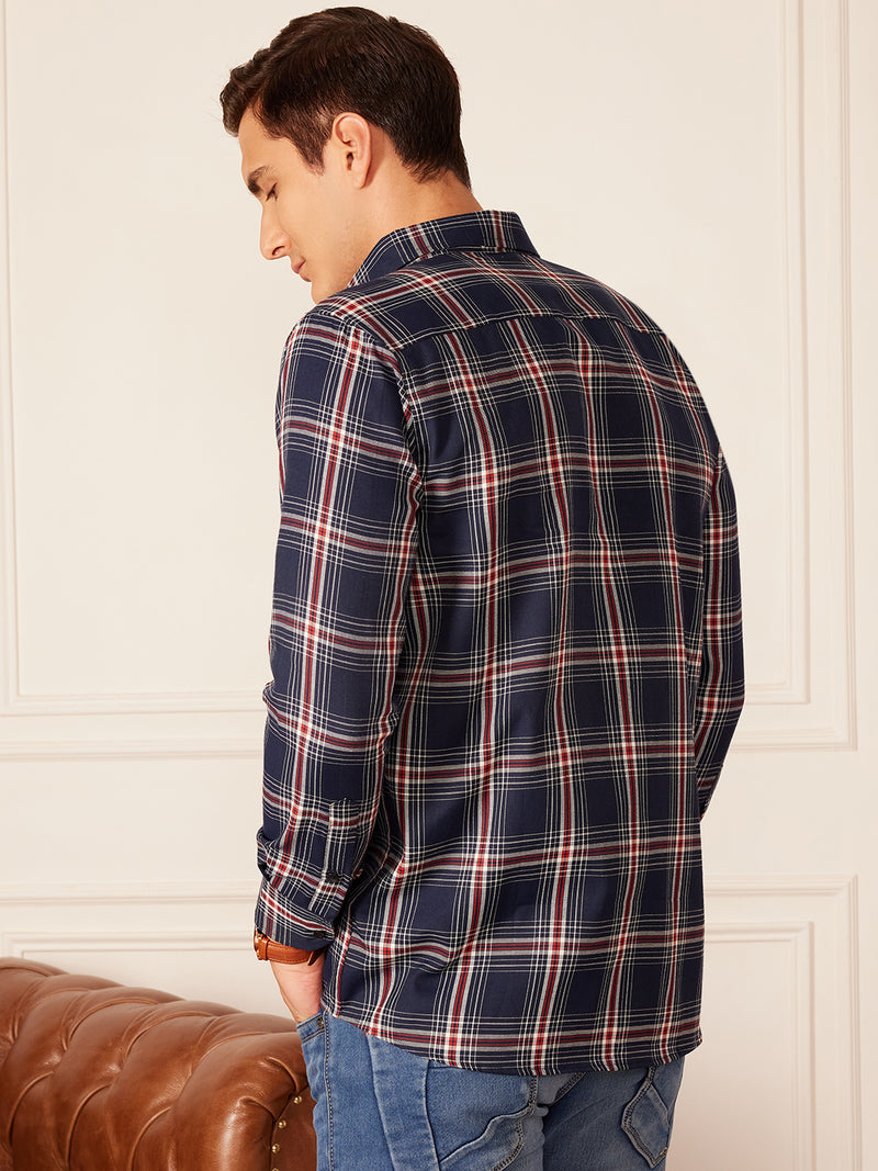 DENNISON Smart Tartan Checked Button-Down Collar Casual Shirt