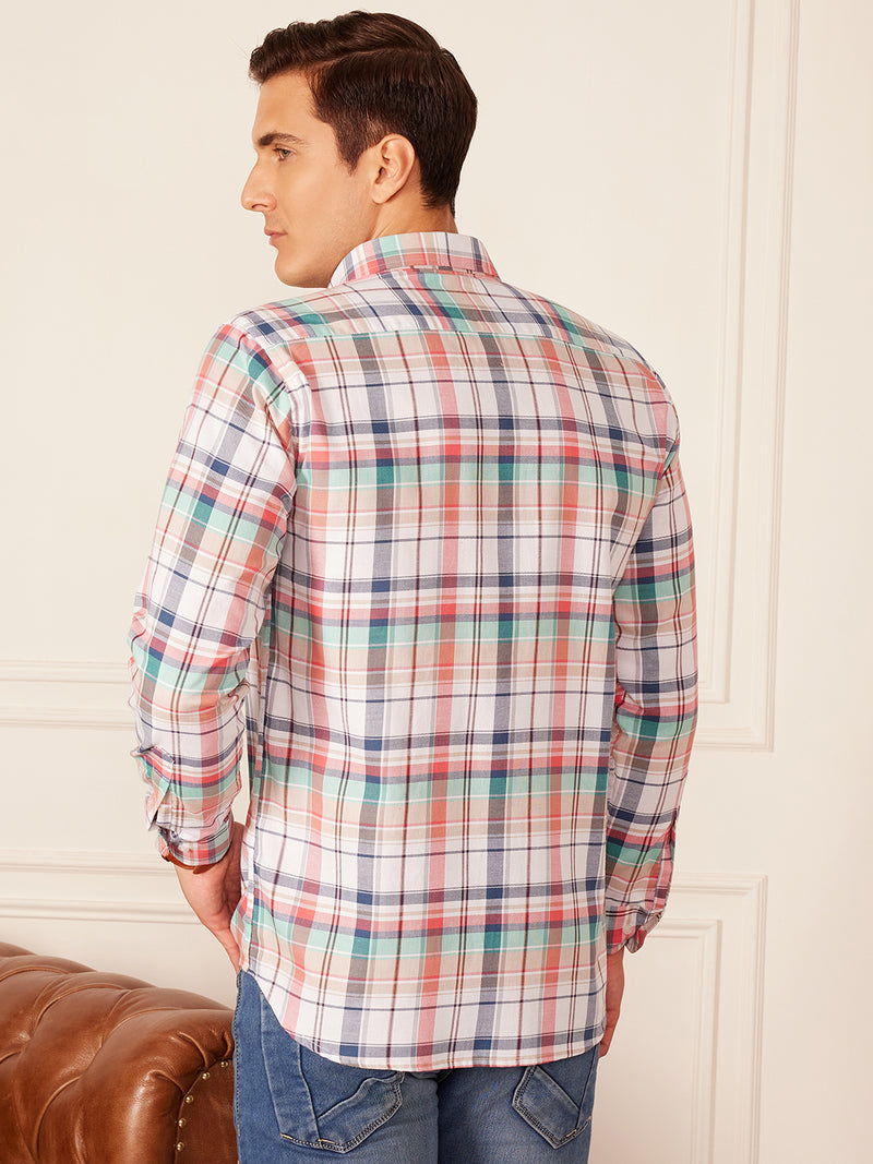 DENNISON Smart Regular Fit Tartan Checked Button-Down Collar Casual Shirt