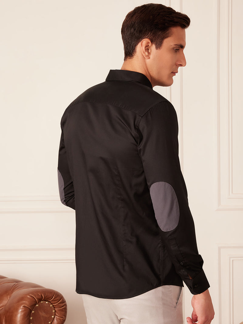 DENNISON Elbow Patch Smart Slim Fit Opaque Formal Shirt