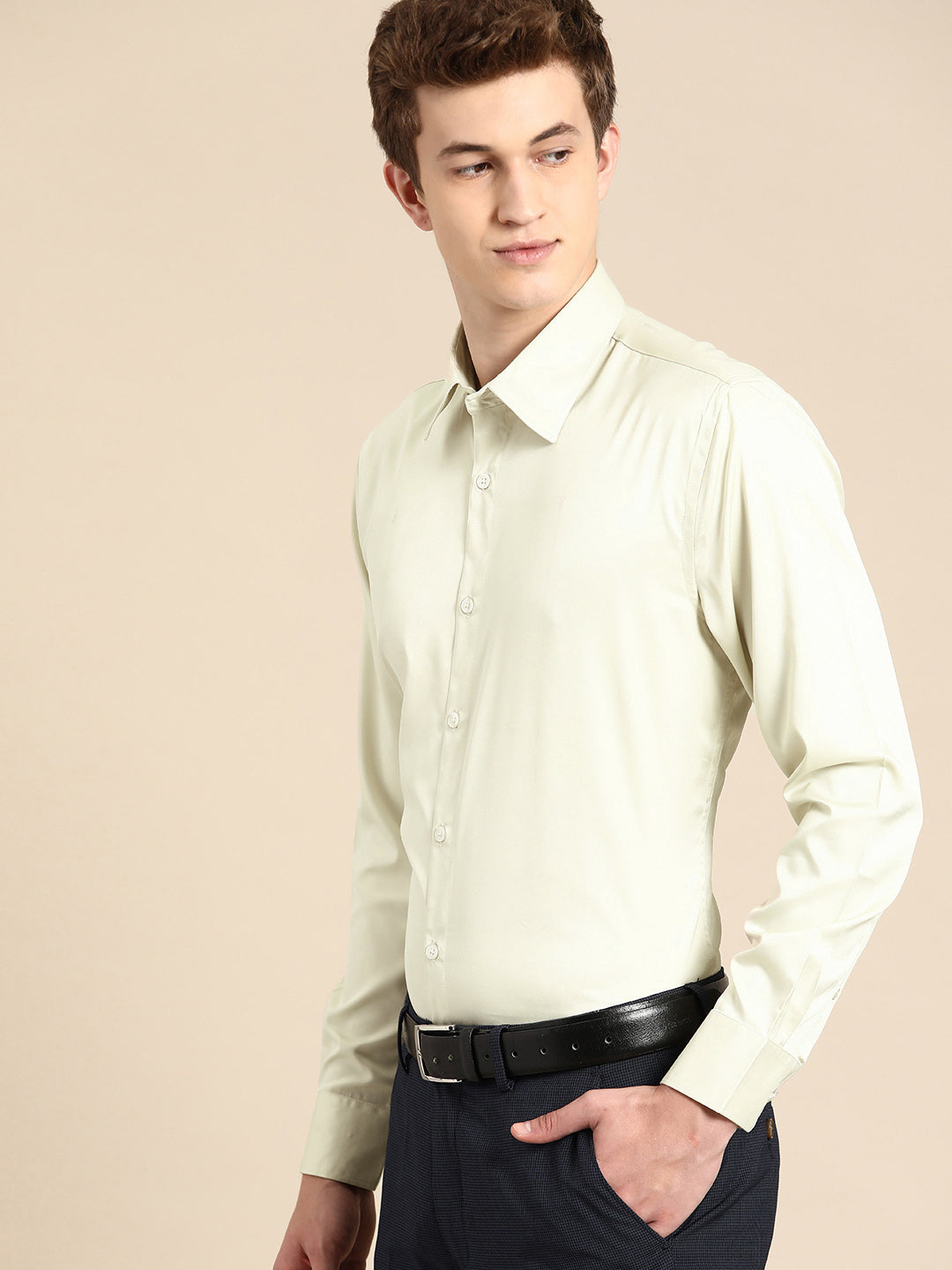 DENNISON Men Smart Slim Fit Opaque Satin Formal Shirt
