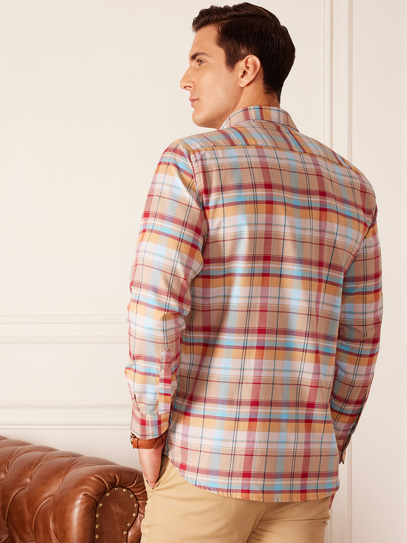 Tartan Checked Button-Down Collar Casual Shirt