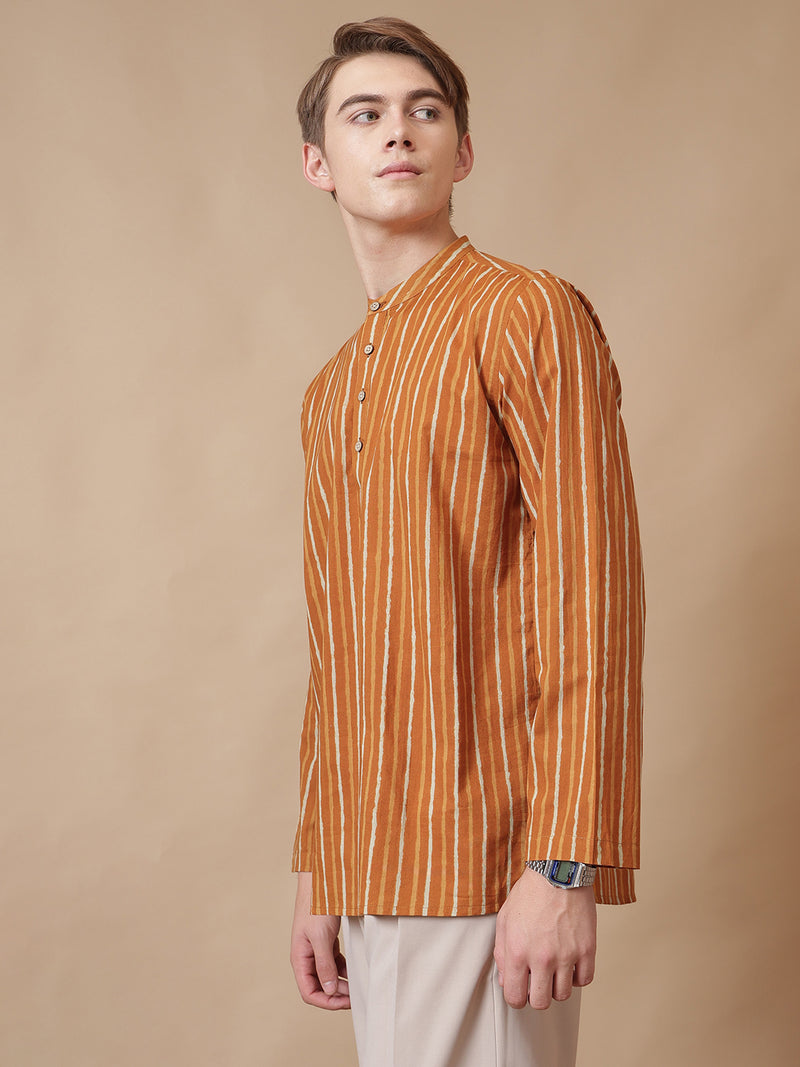 Retro Striped Cotton Kurta