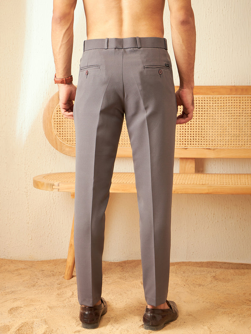 DENNISON Men Smart Tapered Fit Easy Wash Grey Color Trousers