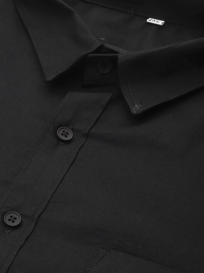 Black: Pure Cotton Solid Formal Shirt