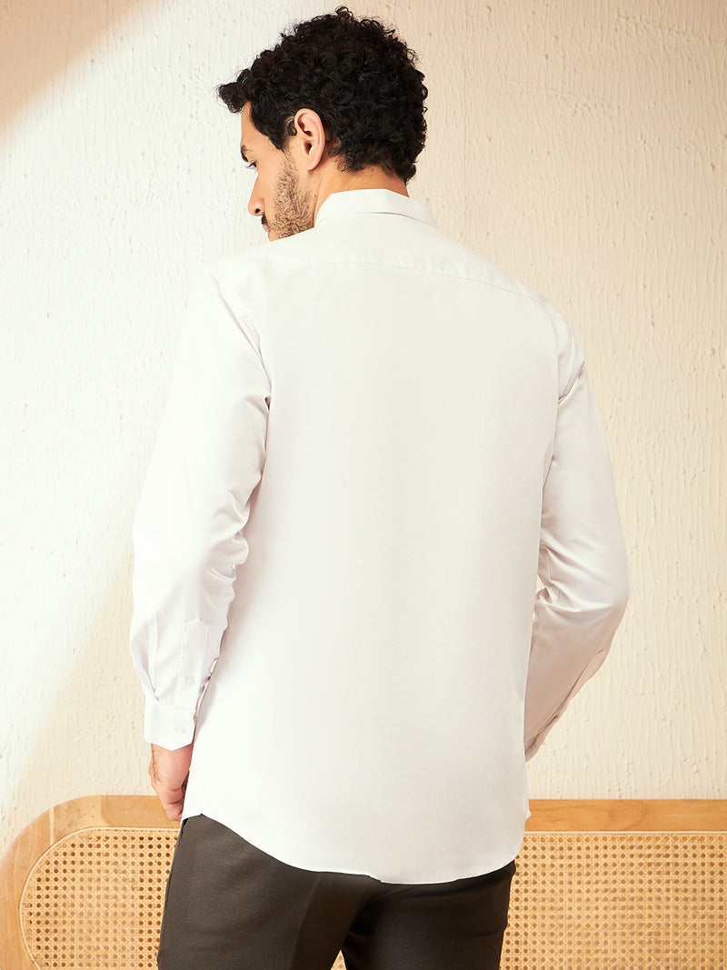 White: Full Sleeves Floral Printed Casual Shirt