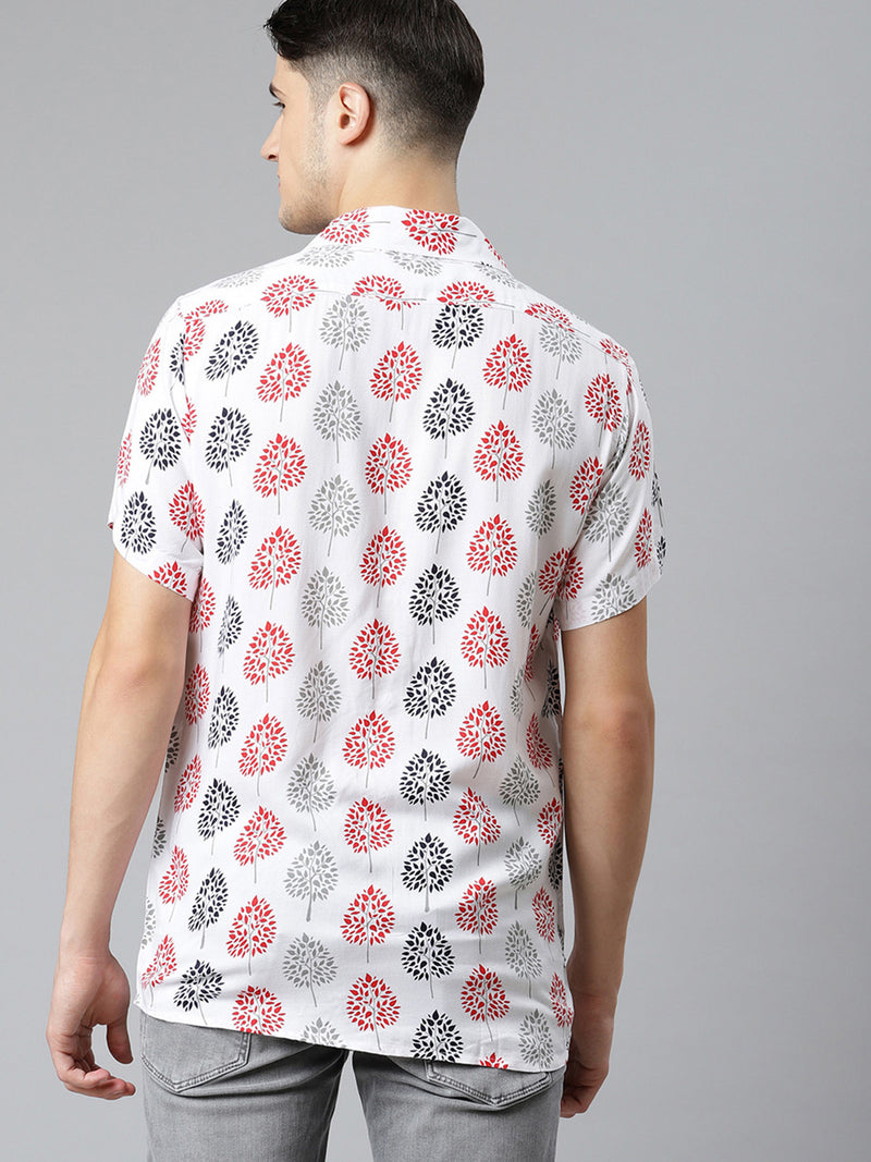 White & Red: Printed Shirt