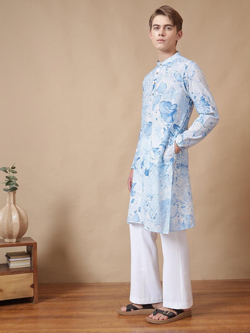 Hand Processed Marble Print Kurta With Natural Color Dyes