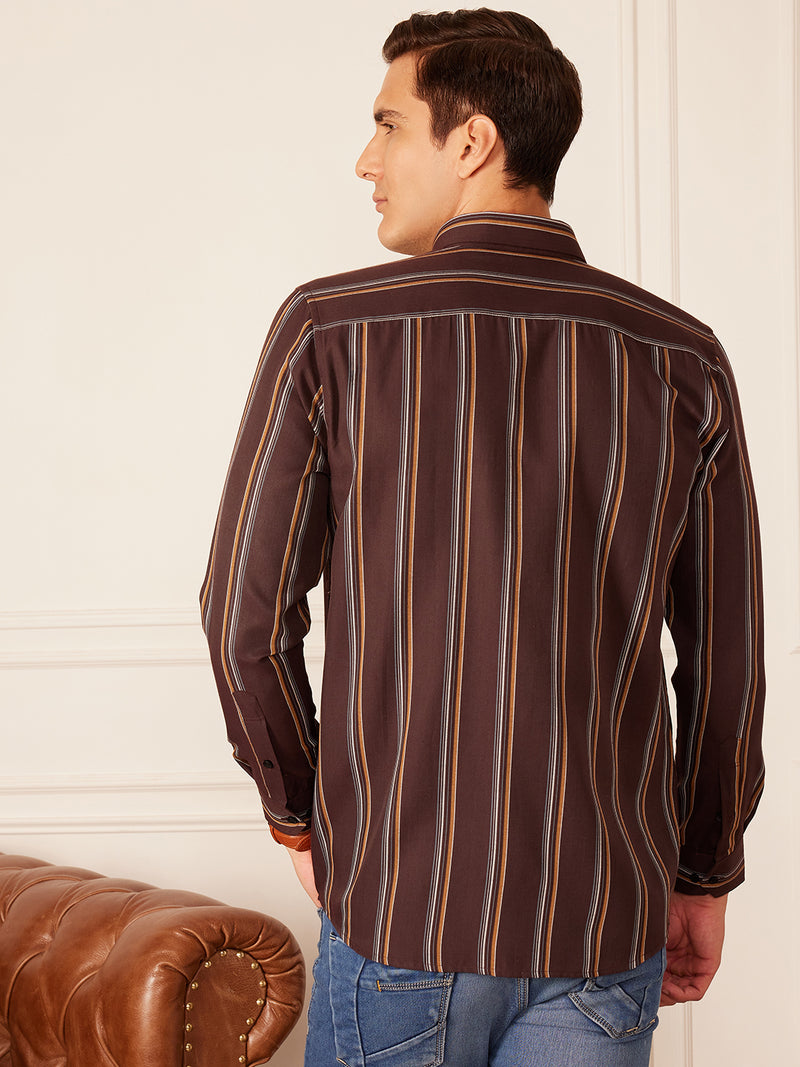 DENNISON Smart Striped Button-Down Collar Casual Shirt