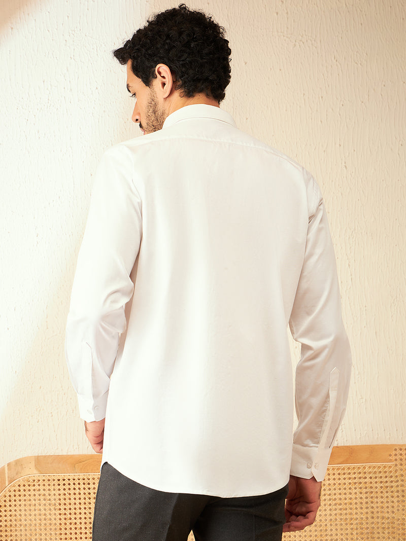White: Smart Spread Collar Cotton Formal Shirt