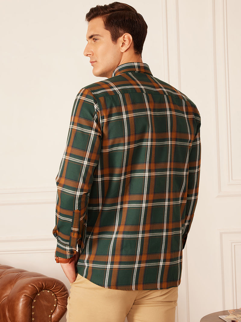 DENNISON Smart Tartan Checks Checked Button-Down Collar Casual Shirt