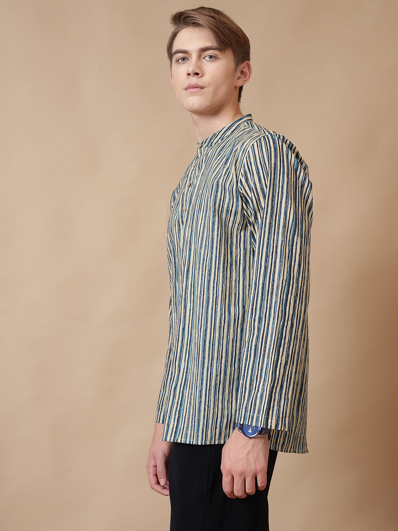 Retro Striped Cotton Kurta