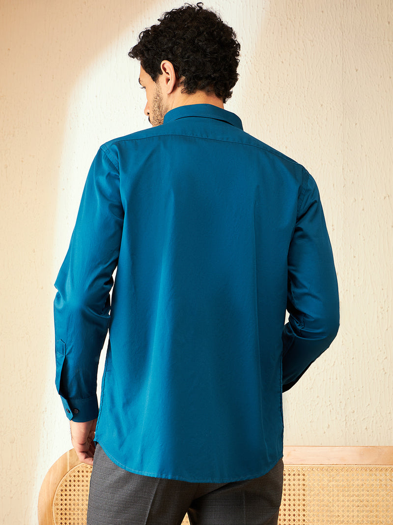 Blue: Turquoise Cotton Formal Shirt