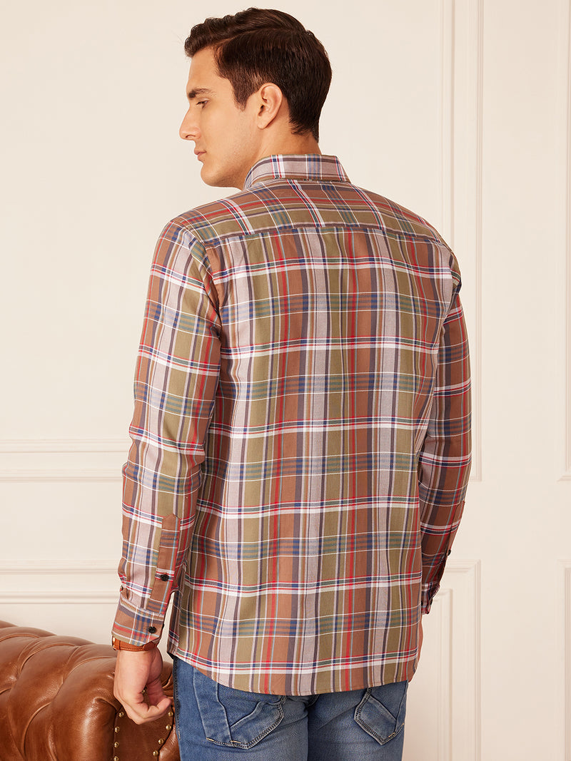DENNISON Smart Tartan Checks Checked Button-Down Collar Casual Shirt