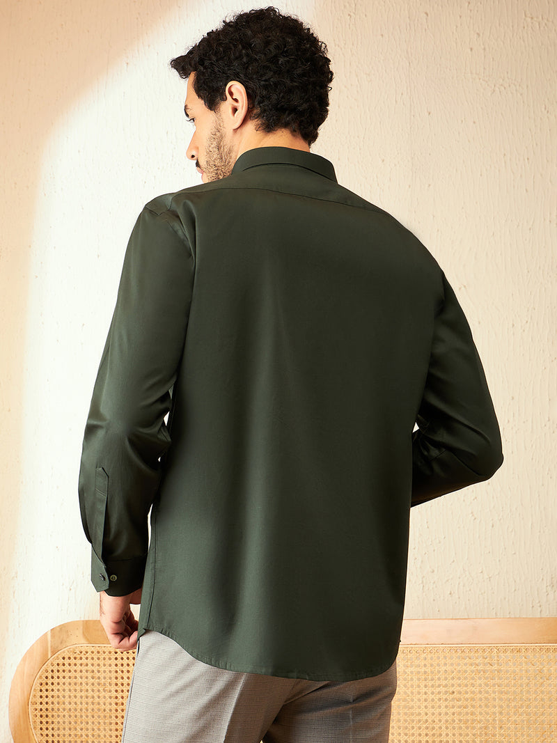 Olive Green: Cotton Formal Shirt