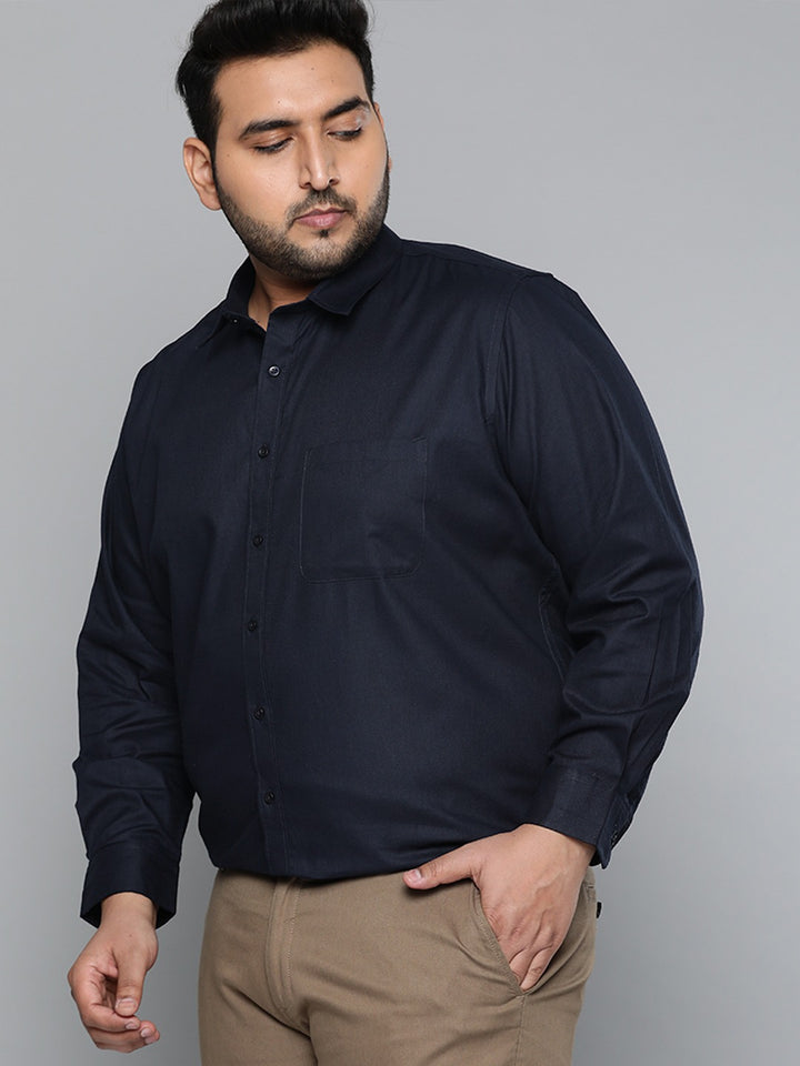 Navy Blue: Spread Collar Shirt