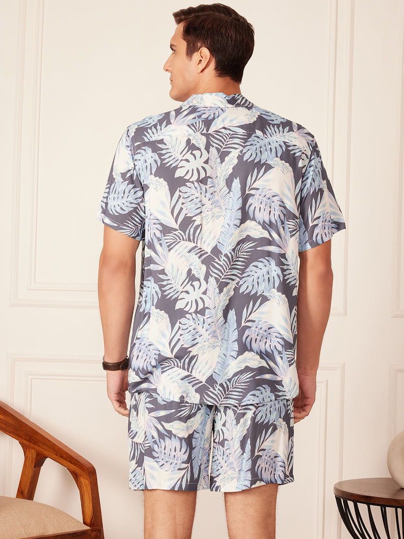 DENNISON Men Comfort Fit Coord Set | Printed Shirt With Shorts