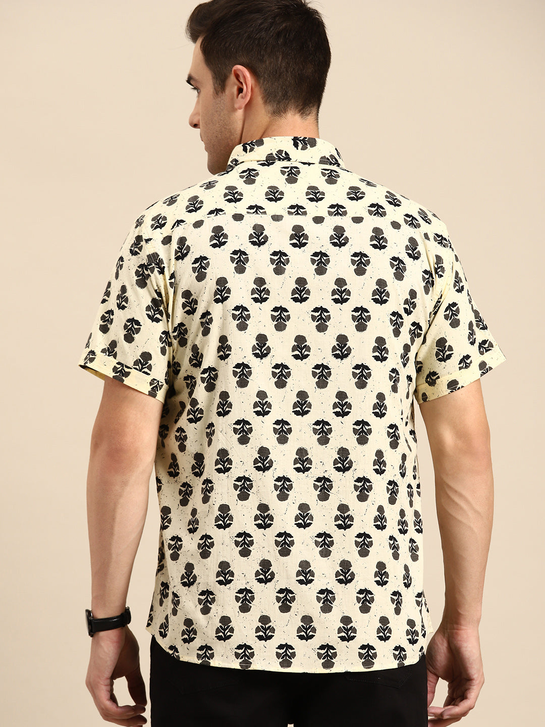 DENNISON Men Yellow Block Printed Shirt