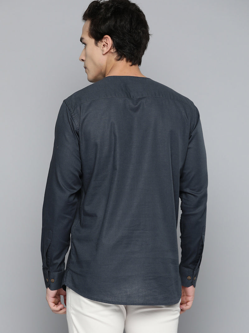 DENNISON Men Solid Linen Kurta
