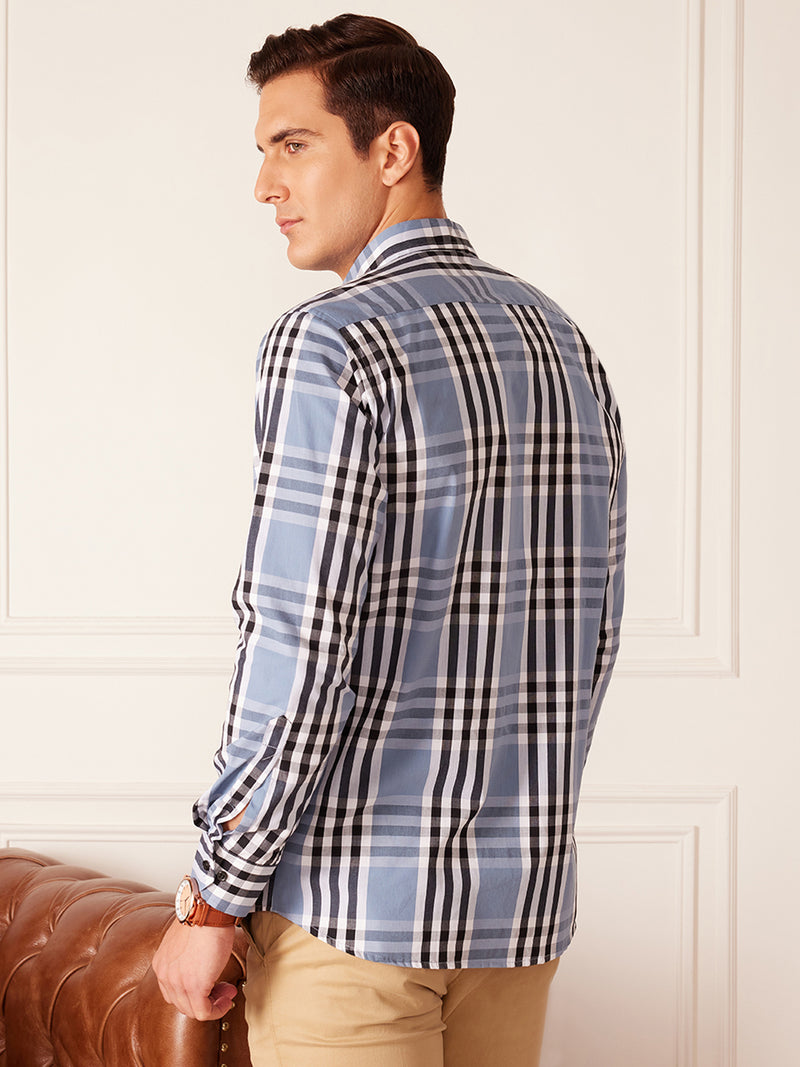 DENNISON Smart Tartan Checks Checked Button-Down Collar Cotton Casual Shirt