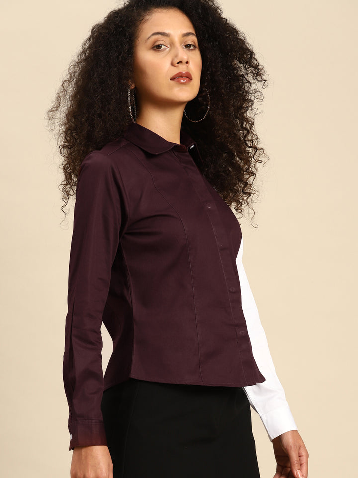 DENNISON Women Smart Slim Fit Opaque Colourblocked Casual Shirt
