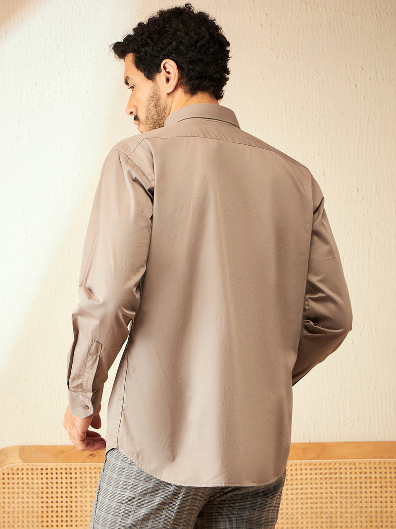 Grey: Cotton Formal Shirt