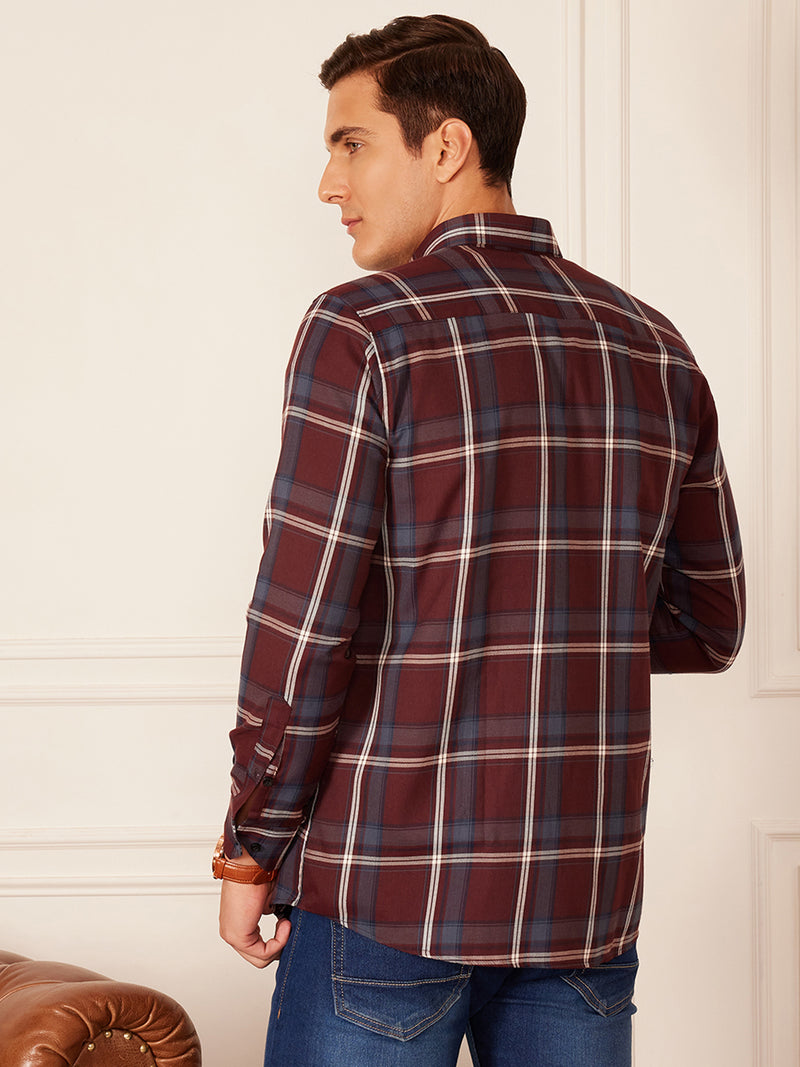 DENNISON Smart Tartan Checks Checked Button-Down Collar Casual Shirt