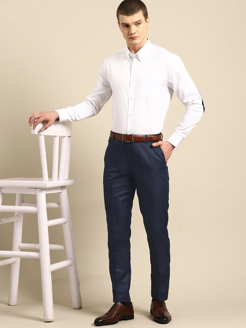 DENNISON Men Navy Blue Formal Trousers