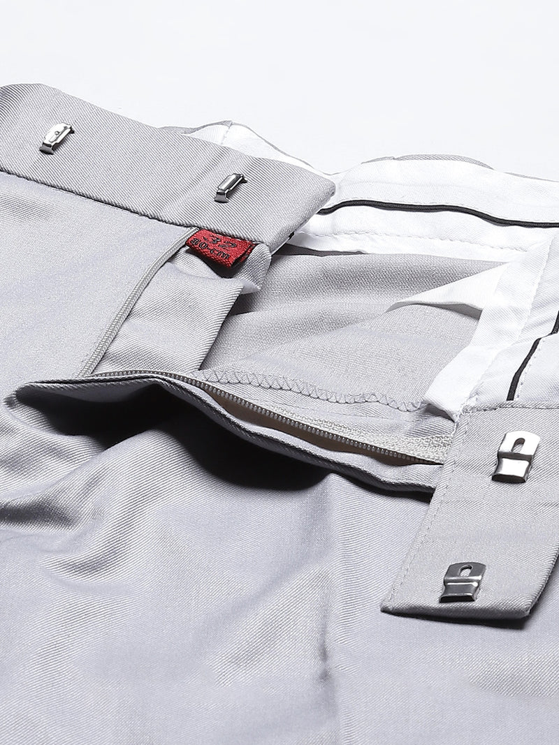 DENNISON Men Grey Smart Tapered Fit Trousers