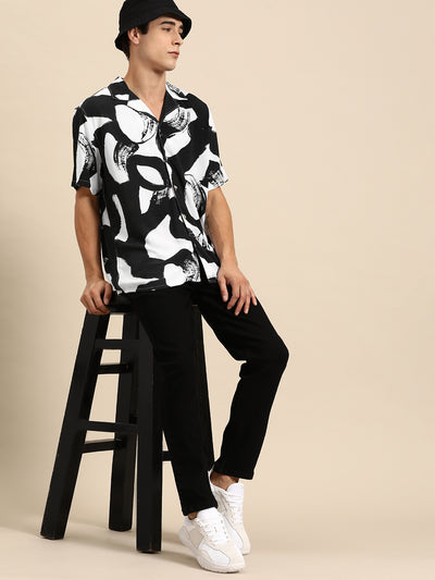 DENNISON Men Smart Opaque Abstract Printed Cuban Collar Casual Shirt
