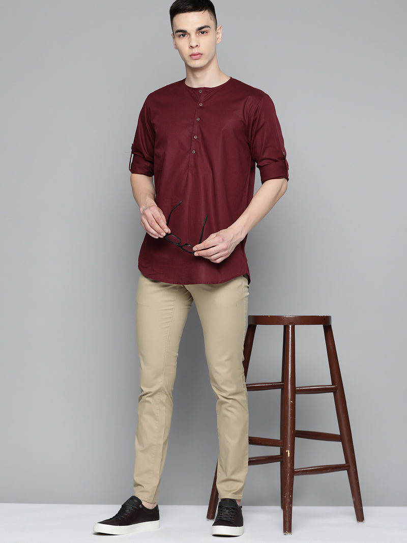 DENNISON Men Solid Linen Kurta