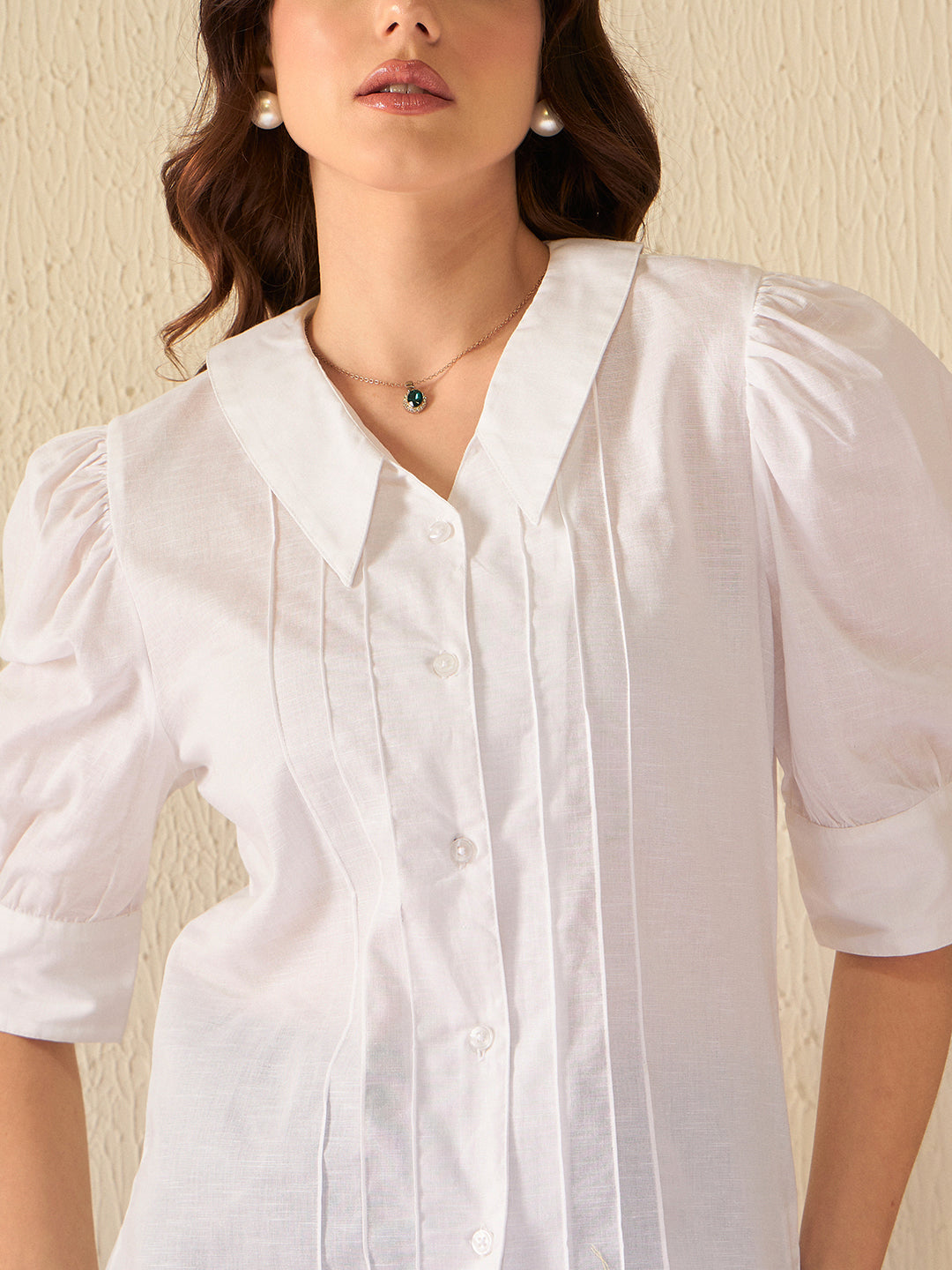 Dennison White Pointed Spread Collar Shirt