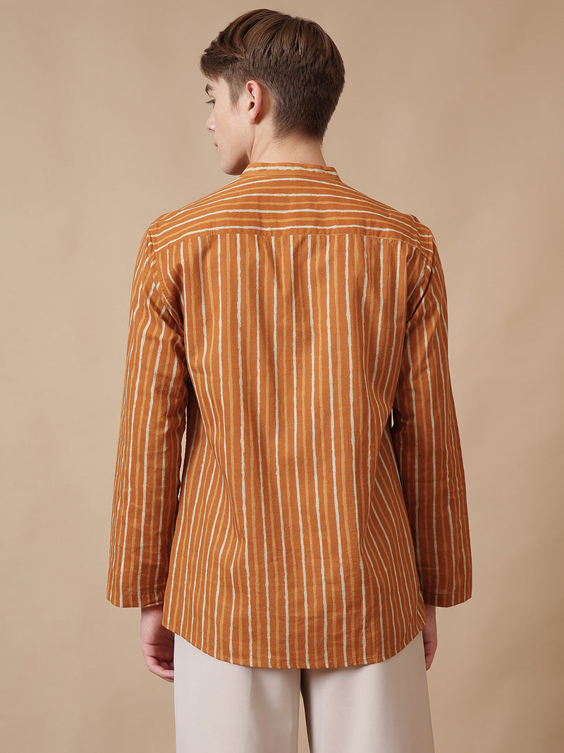 Retro Striped Cotton Kurta