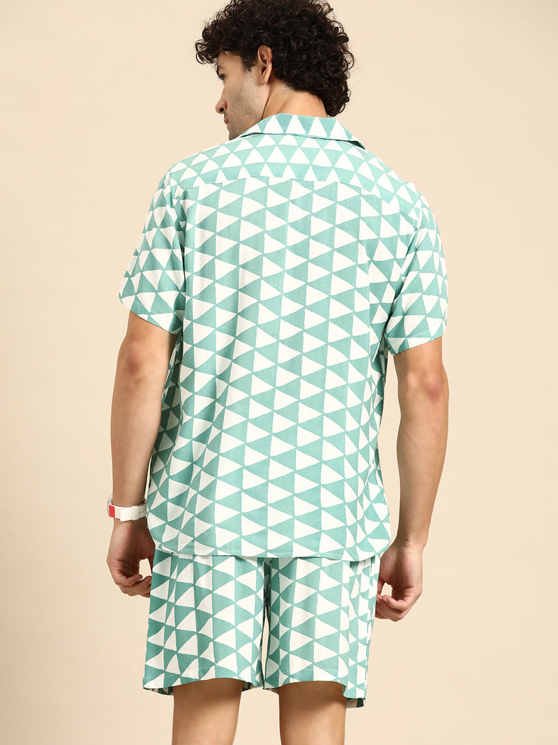 DENNISON Men Comfort Fit Coord Set | Printed Shirt With Shorts